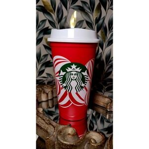 *RESCUE ANIMAL FUNDRAISER*Sbux2023 Reusable Hot Cup Holiday Red Peppermint 16oz
